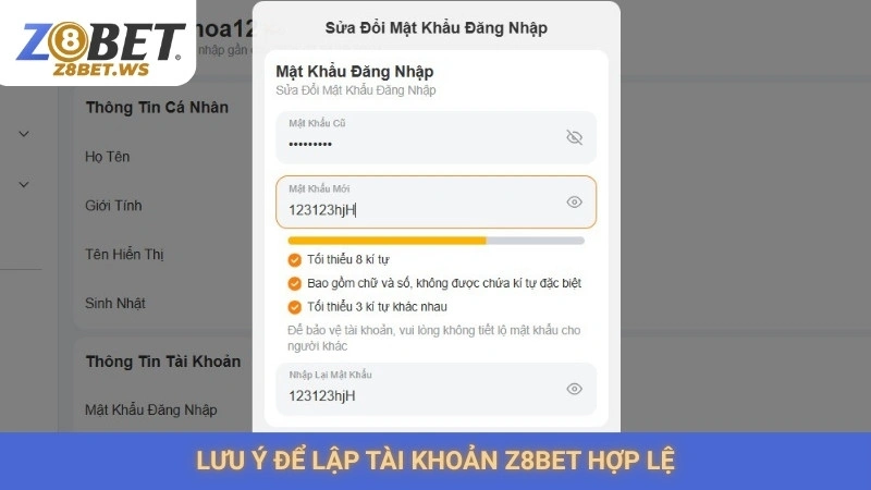 Lưu ý để lập tài khoản Z8bet hợp lệ