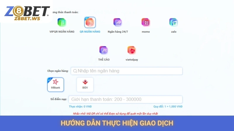 Hướng dẫn thực hiện giao dịch
